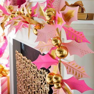 Glitterville Pretty Prickly and Pink Holly Christmas Garland